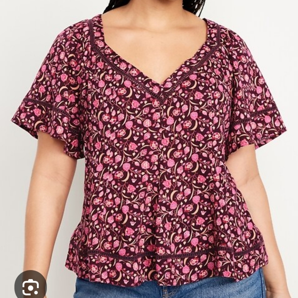 Old Navy Women's V Neck Lace Trim Top Size 2X